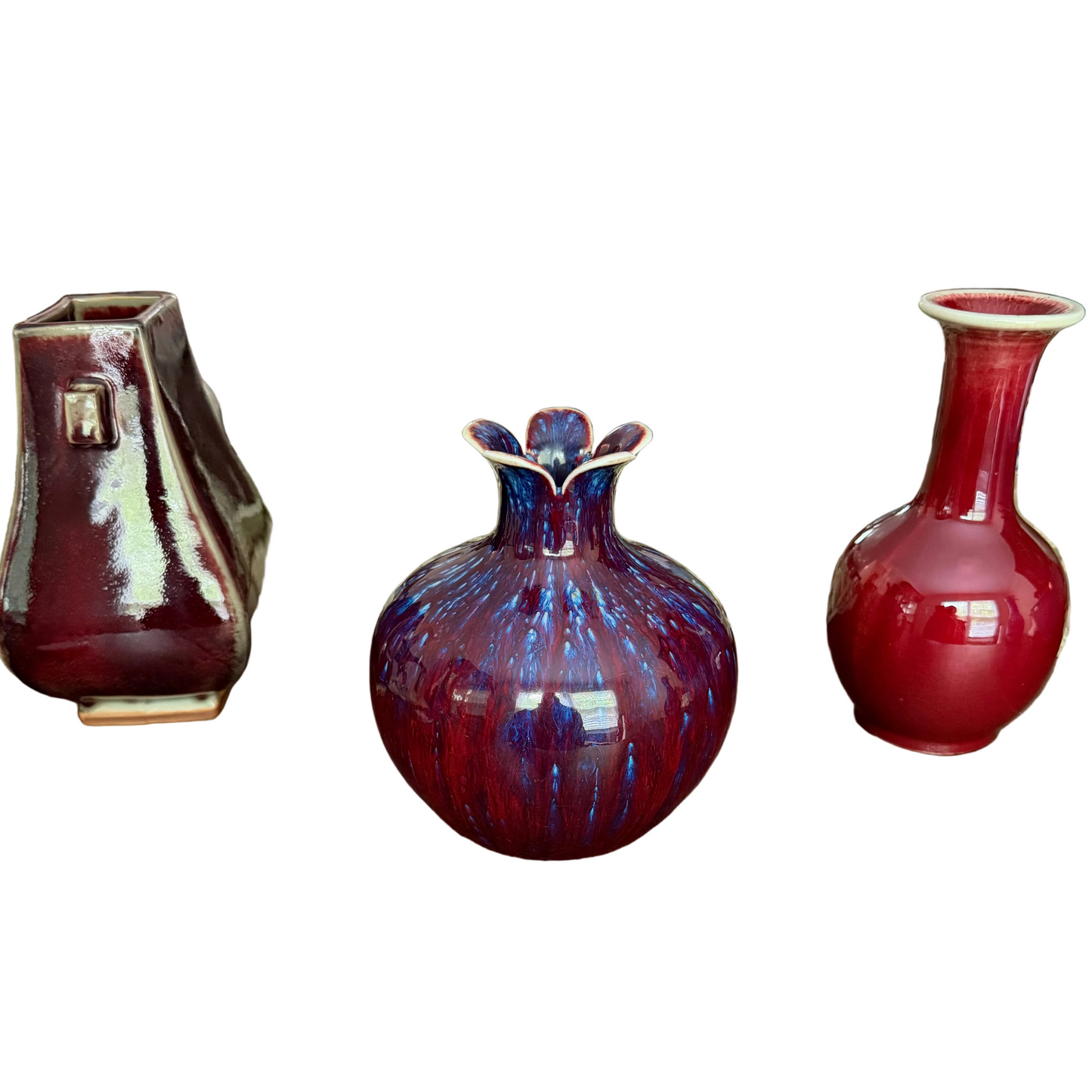 20th C Chinese Flambe Pomegranate Vase
