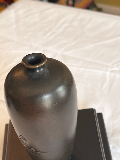 Meiji Period Japanese Mixed Metal Vase Yamamoto Koken