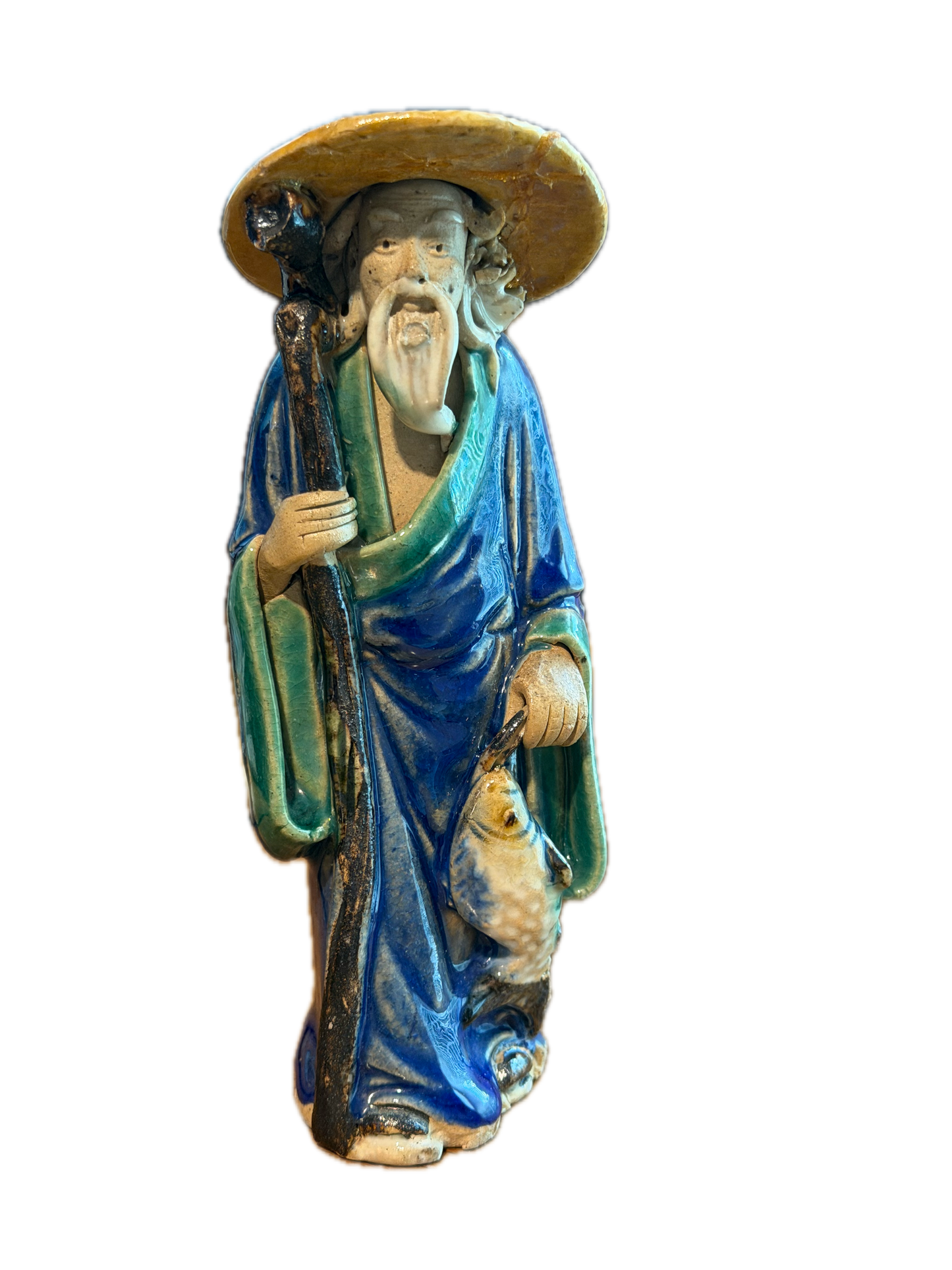Antique Chinese Mudman - Fisherman with Staff