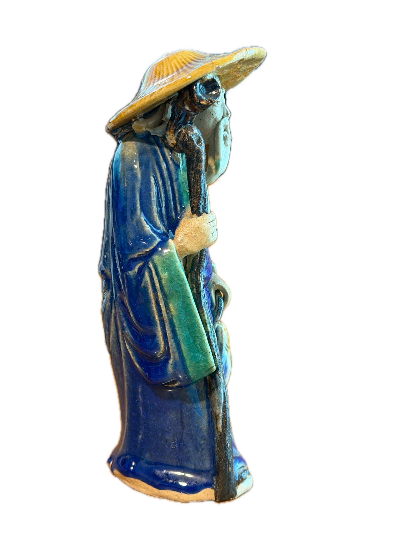 Antique Chinese Mudman - Fisherman with Staff