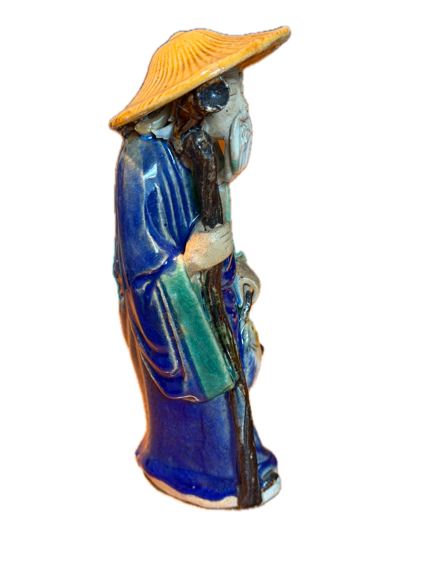 Antique Chinese Mudman - Fisherman with Staff