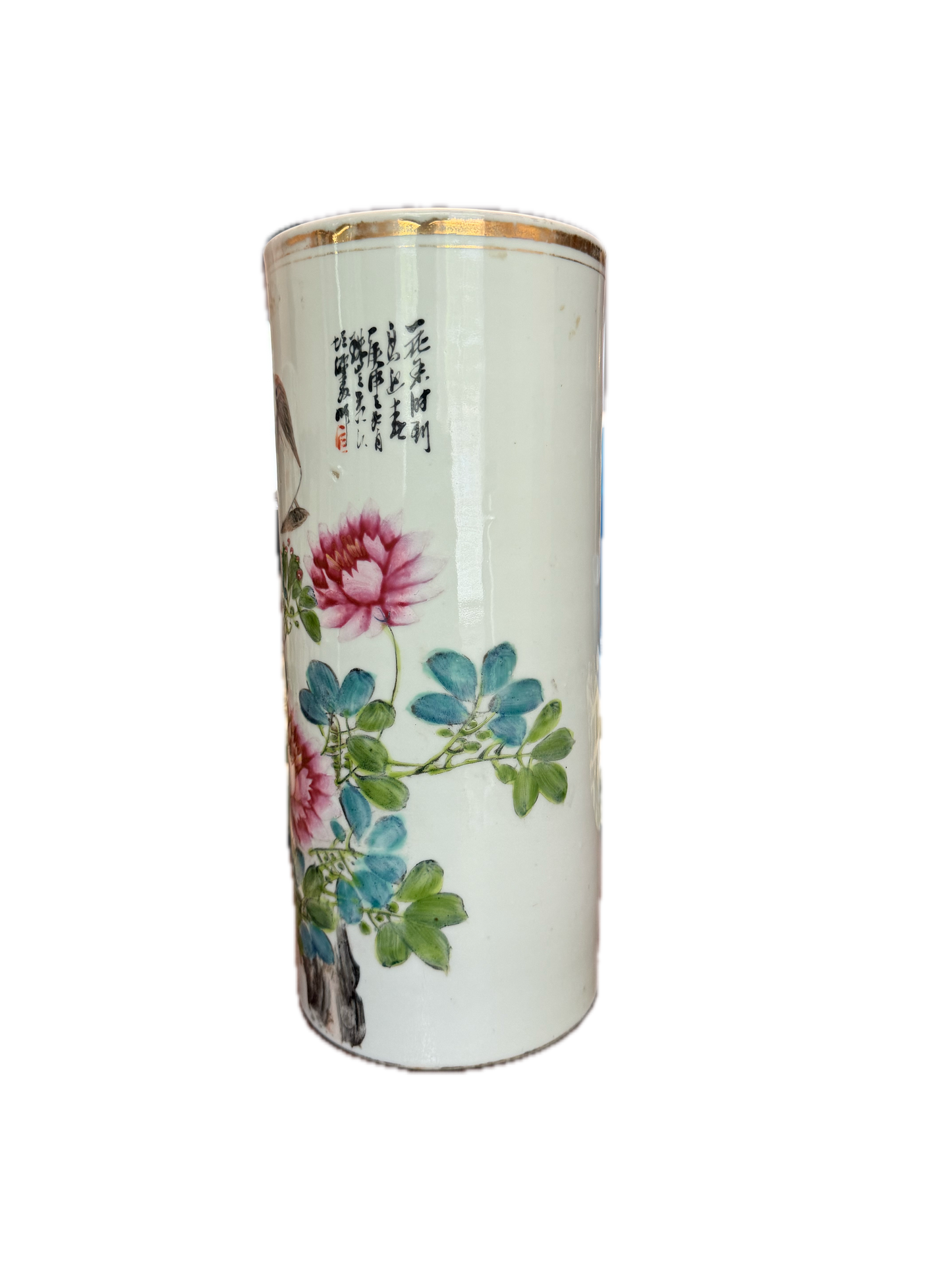 Republic Period Chinese Porcelain Hat Stand - Gilt Trim