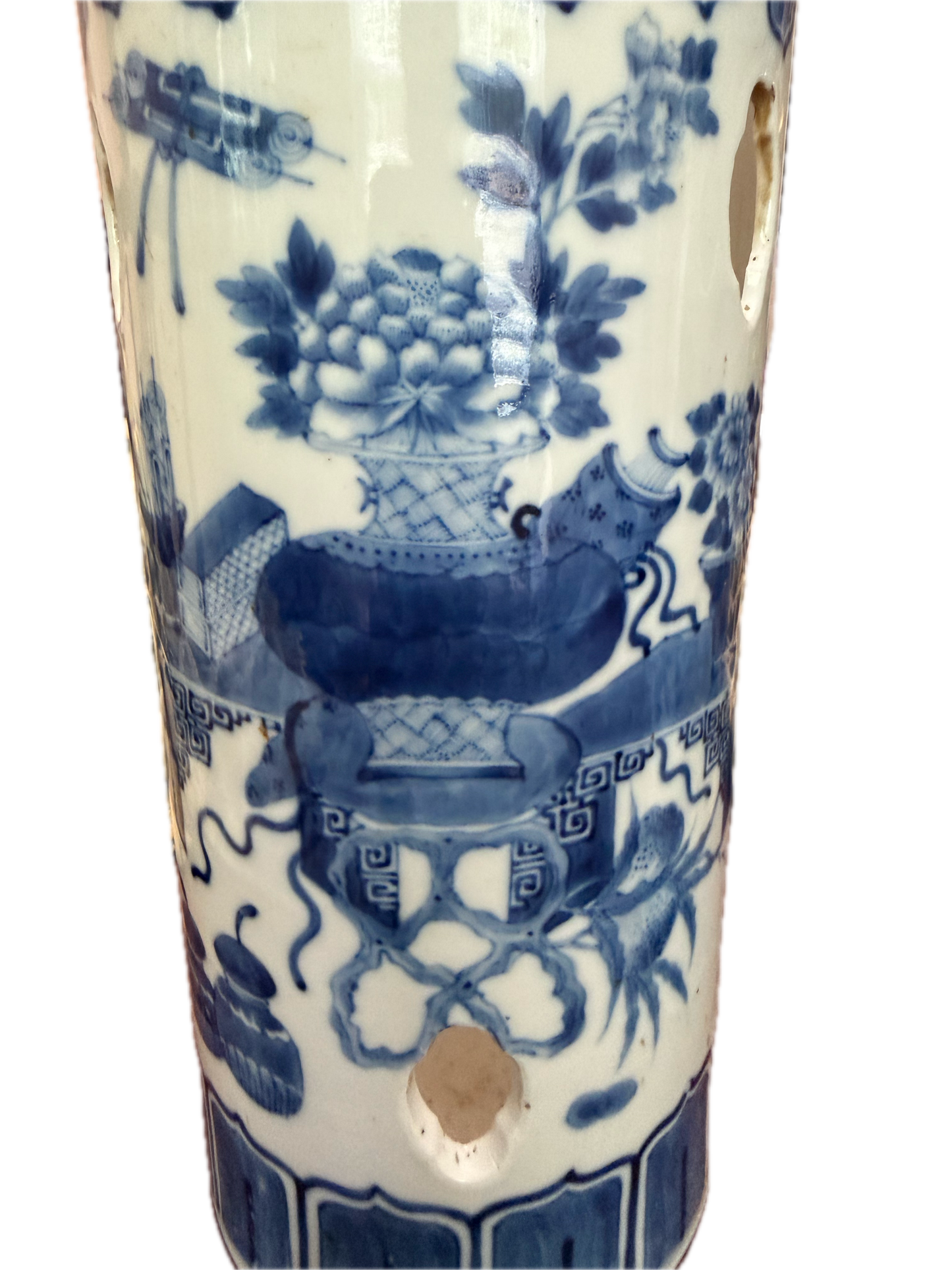 Pair of 19th C Blue and White Hat Stands