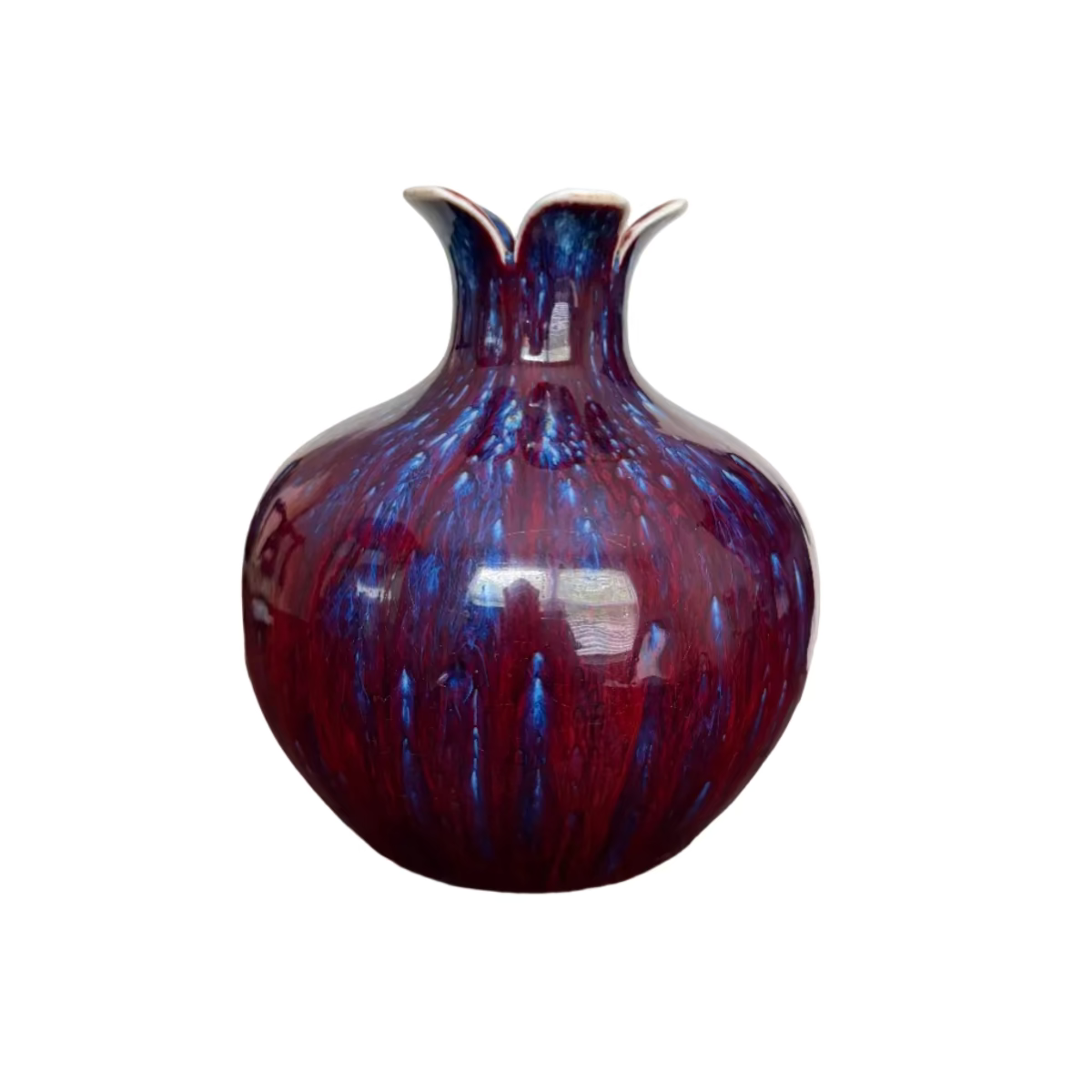 20th C Chinese Flambe Pomegranate Vase