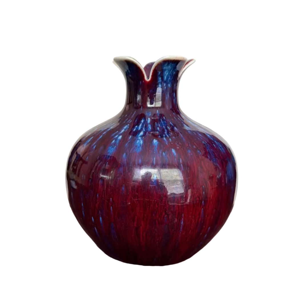 20th C Chinese Flambe Pomegranate Vase