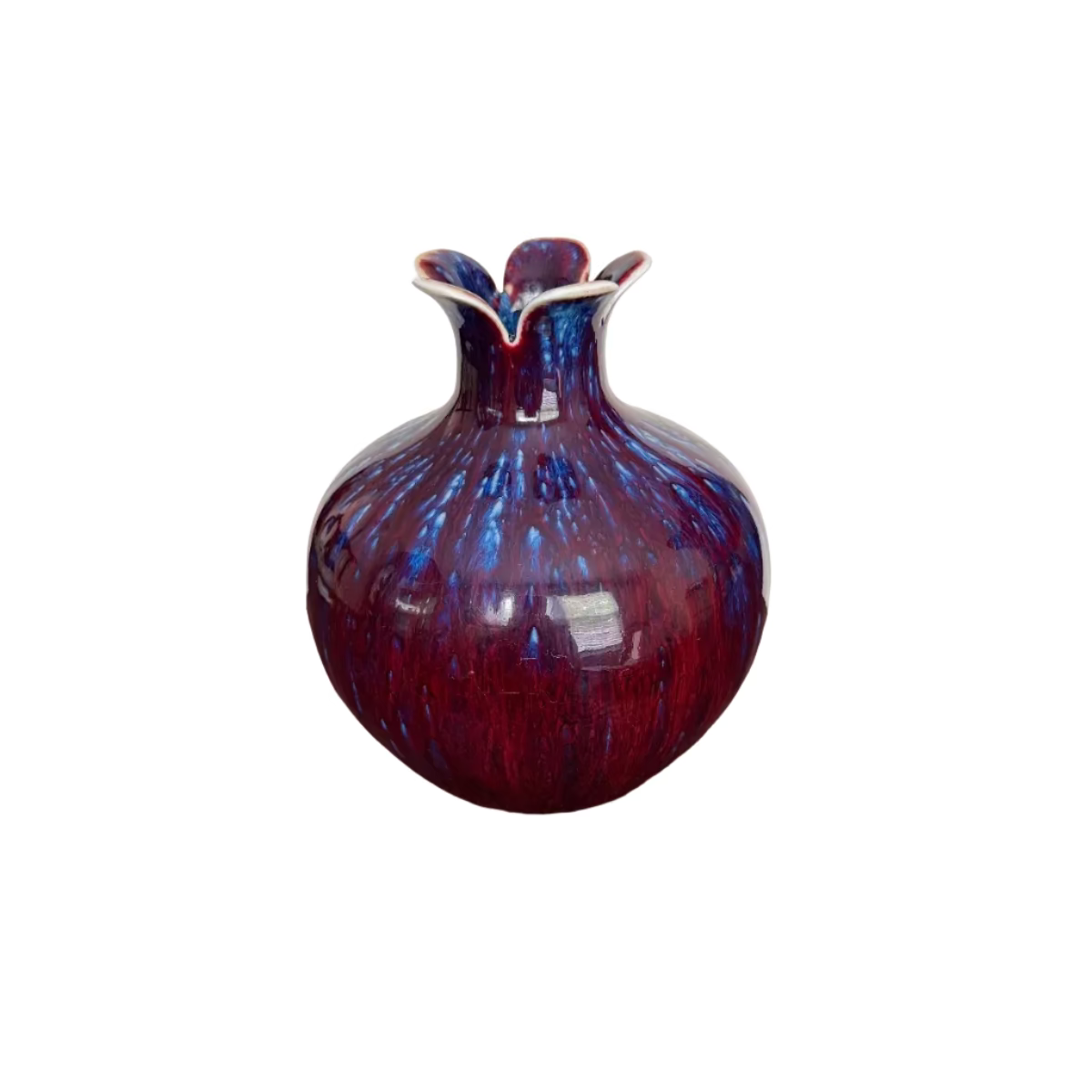 20th C Chinese Flambe Pomegranate Vase
