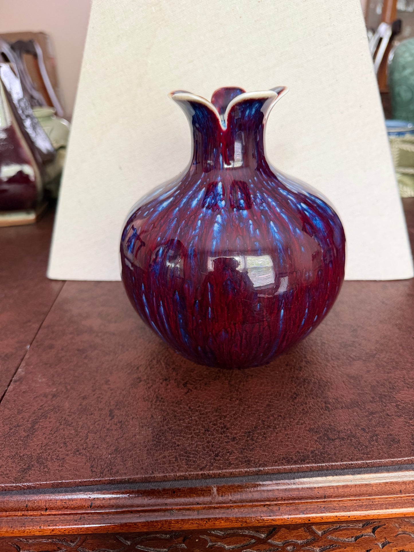 20th C Chinese Flambe Pomegranate Vase