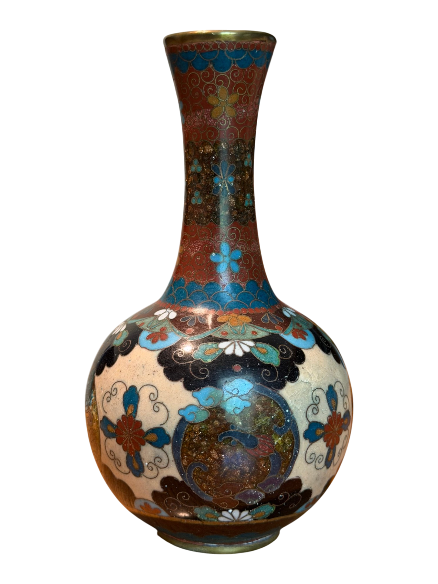 Butterfly Japanese Cloisonne Bottle Vase