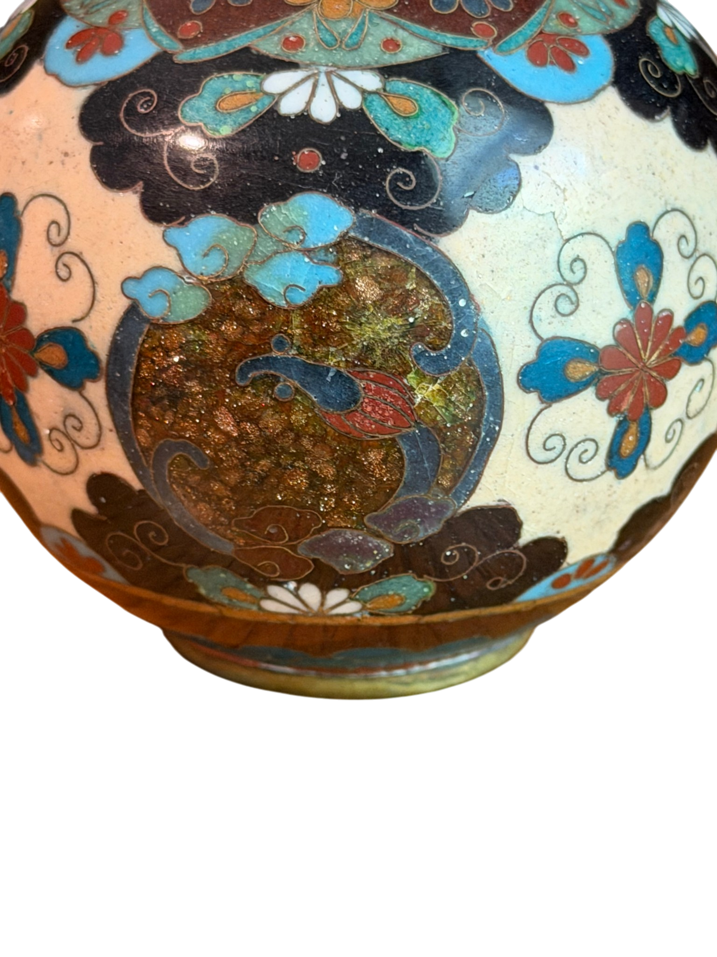 Butterfly Japanese Cloisonne Bottle Vase