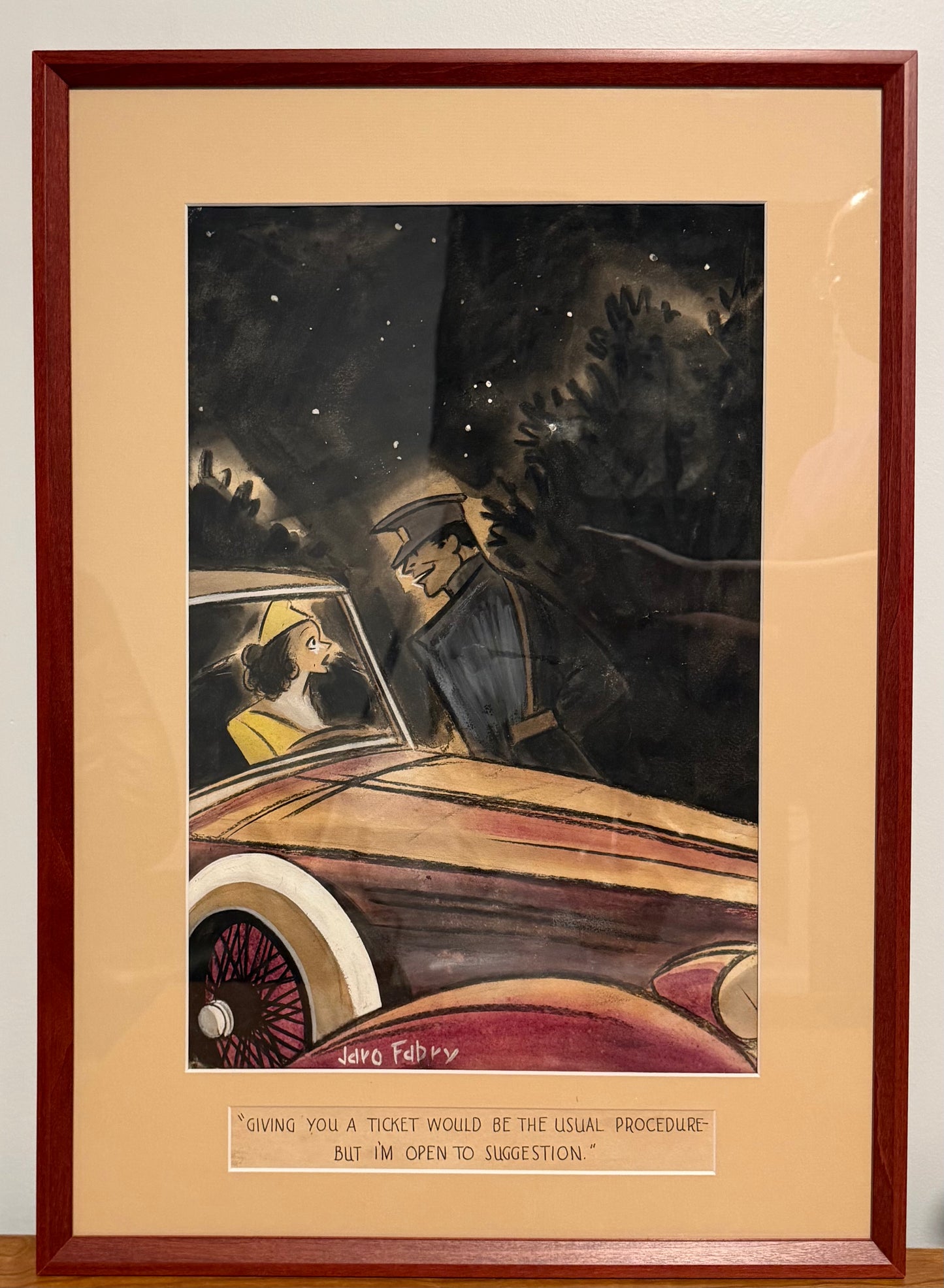 Original Jaro Fabry Watercolor "Usual Procedure" 1937
