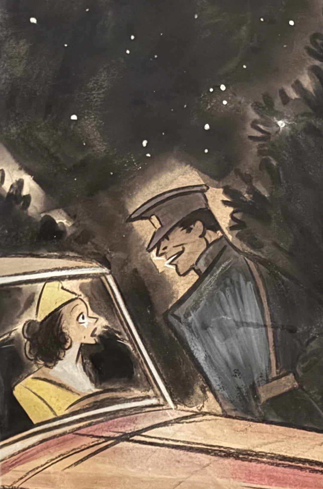 Original Jaro Fabry Watercolor "Usual Procedure" 1937