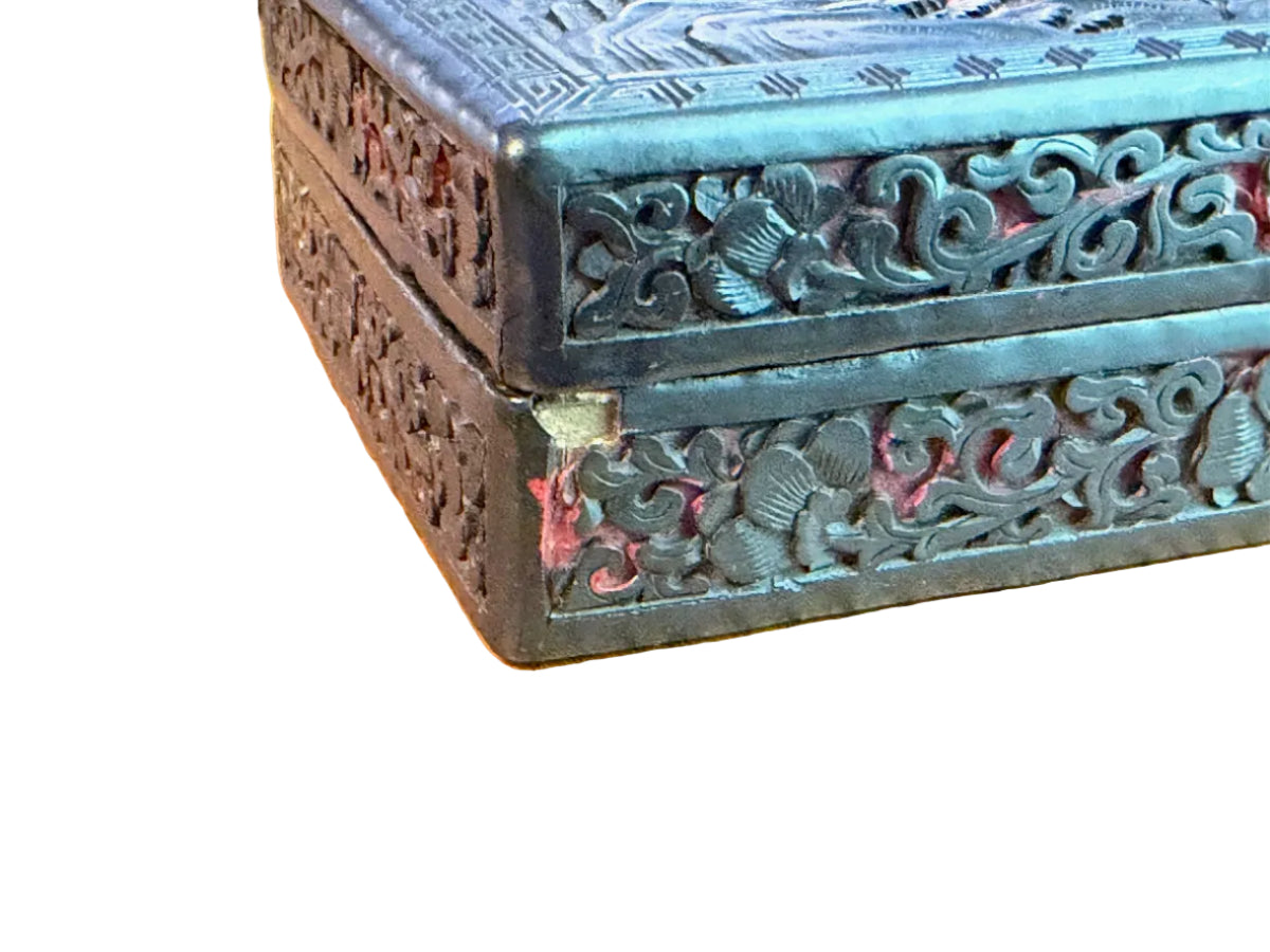 Antique Chinese Black and Red Cinnabar Box