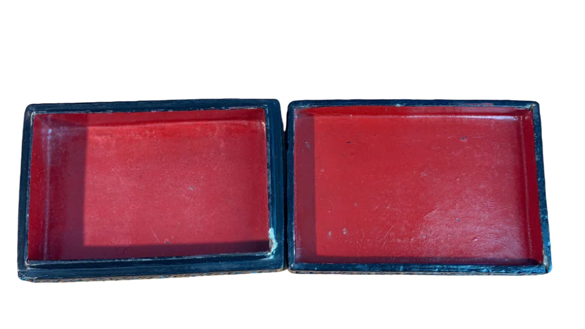Antique Chinese Black and Red Cinnabar Box