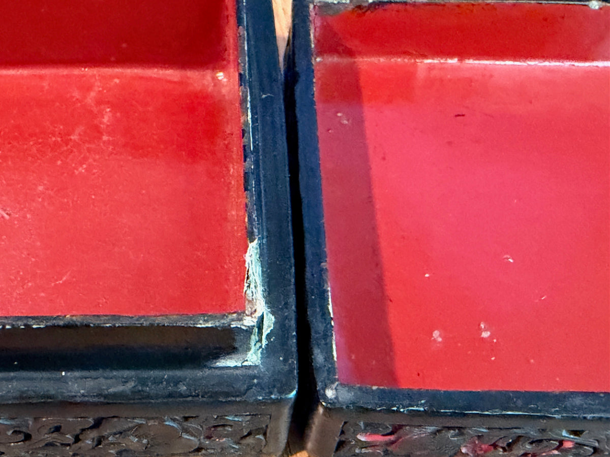 Antique Chinese Black and Red Cinnabar Box