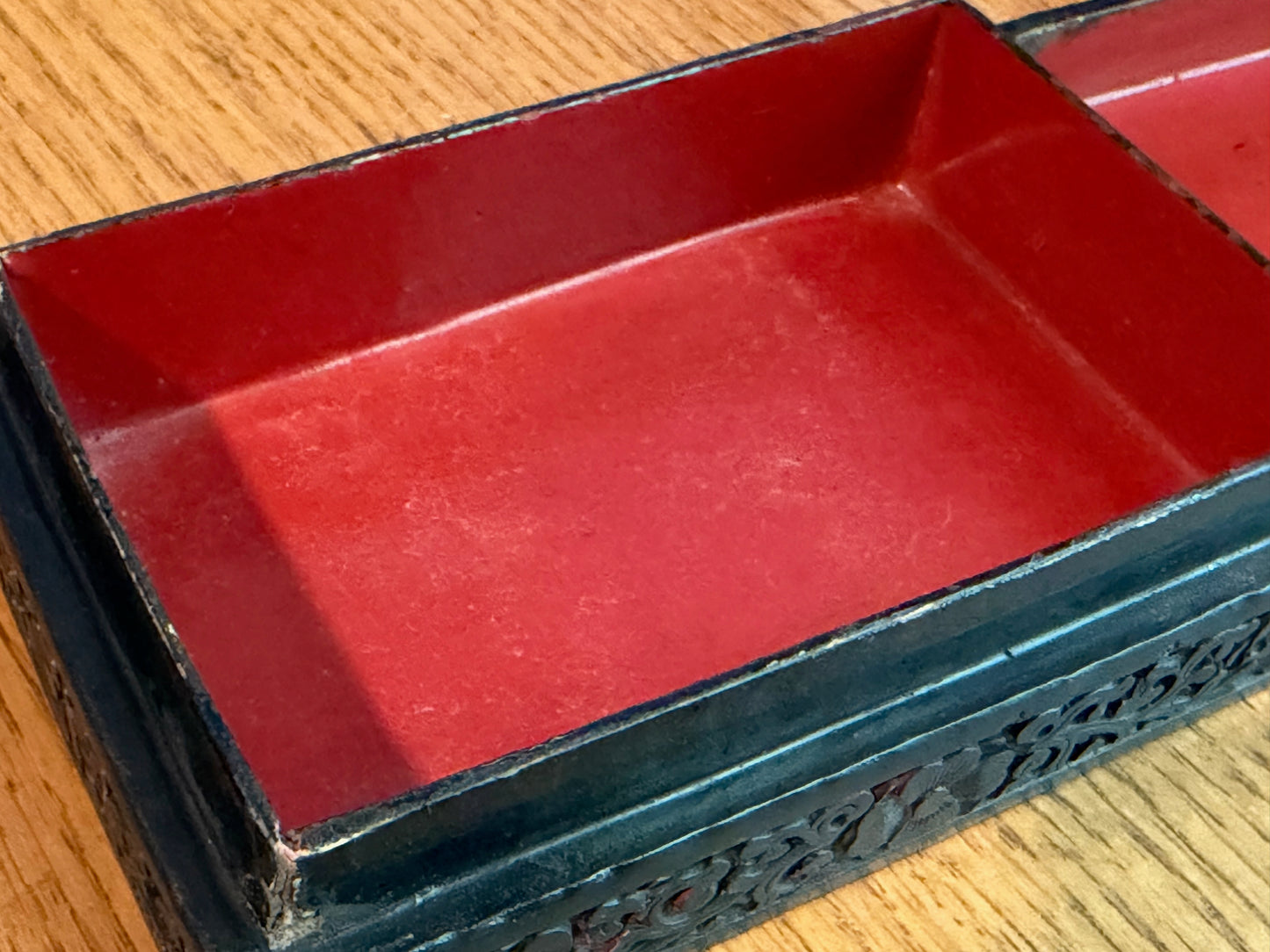 Antique Chinese Black and Red Cinnabar Box
