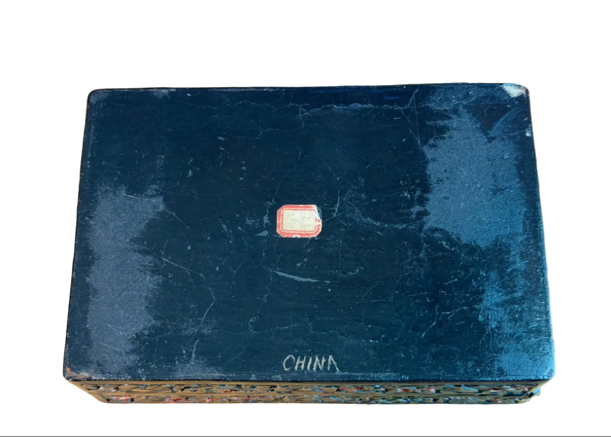 Antique Chinese Black and Red Cinnabar Box