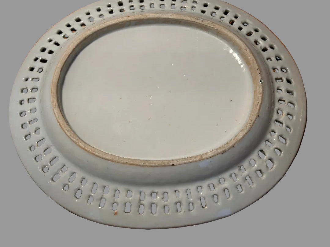 Reticulated Antique Rose Medallion Porcelain Plate