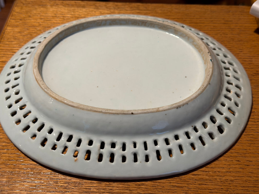 Reticulated Antique Rose Medallion Porcelain Plate