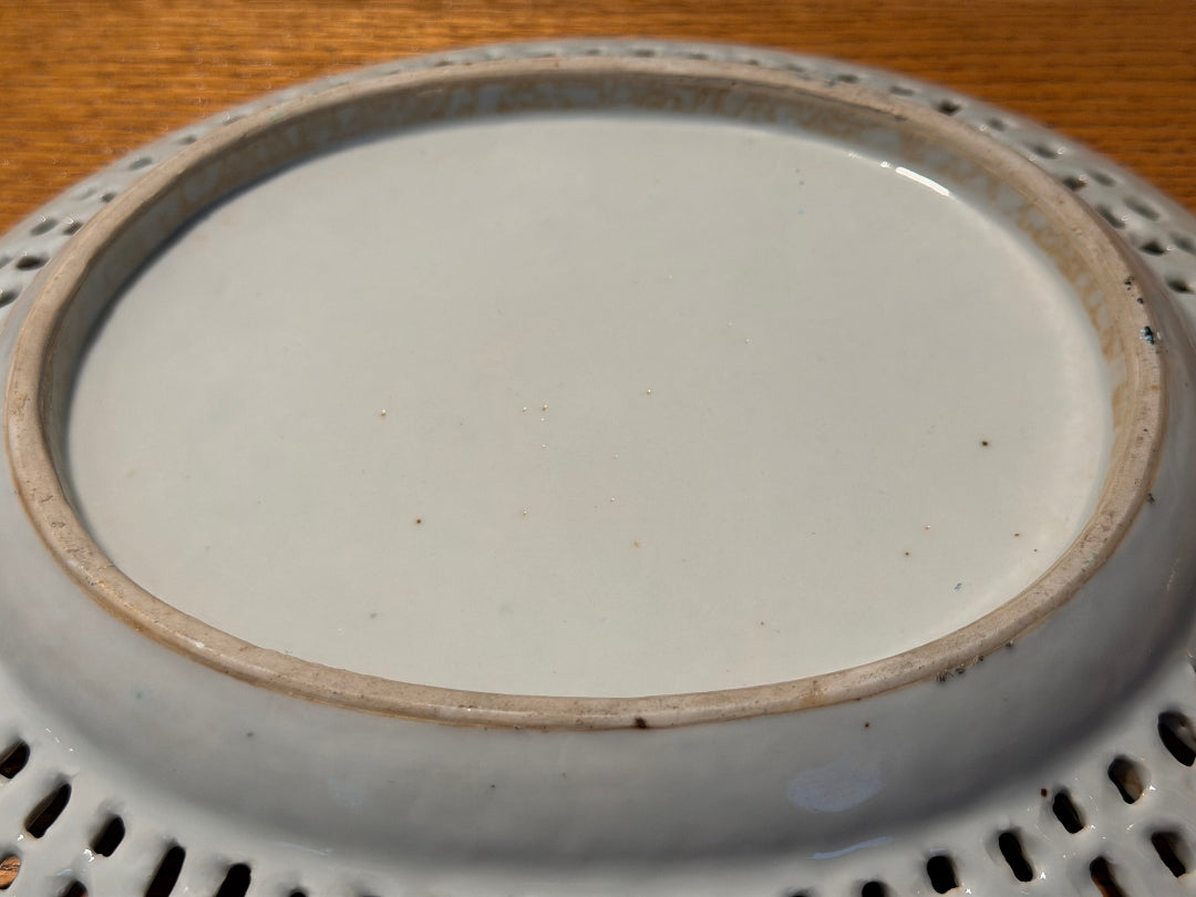Reticulated Antique Rose Medallion Porcelain Plate