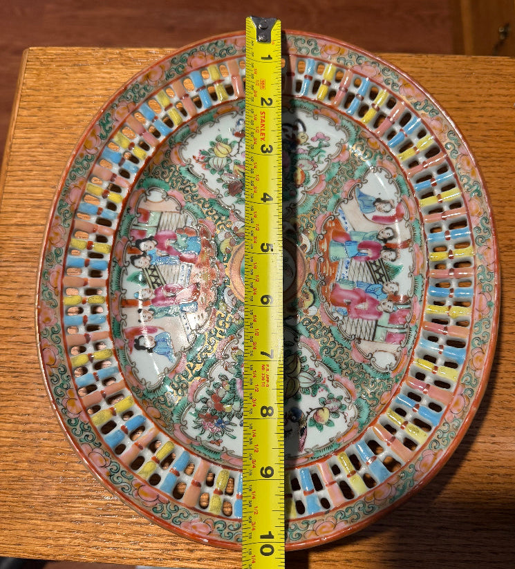 Reticulated Antique Rose Medallion Porcelain Plate