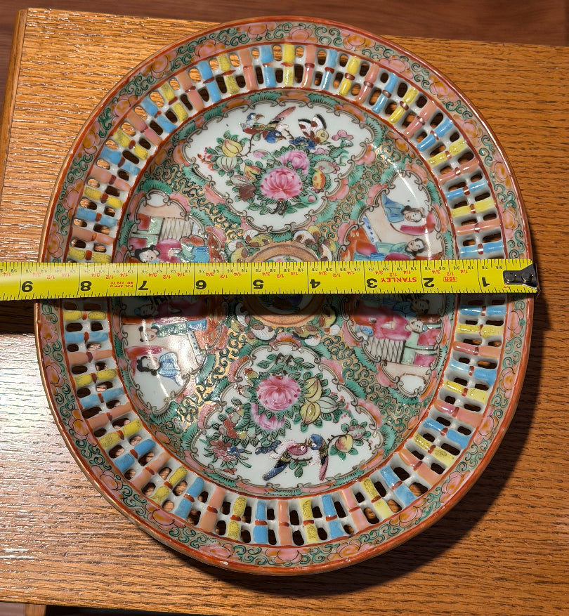Reticulated Antique Rose Medallion Porcelain Plate