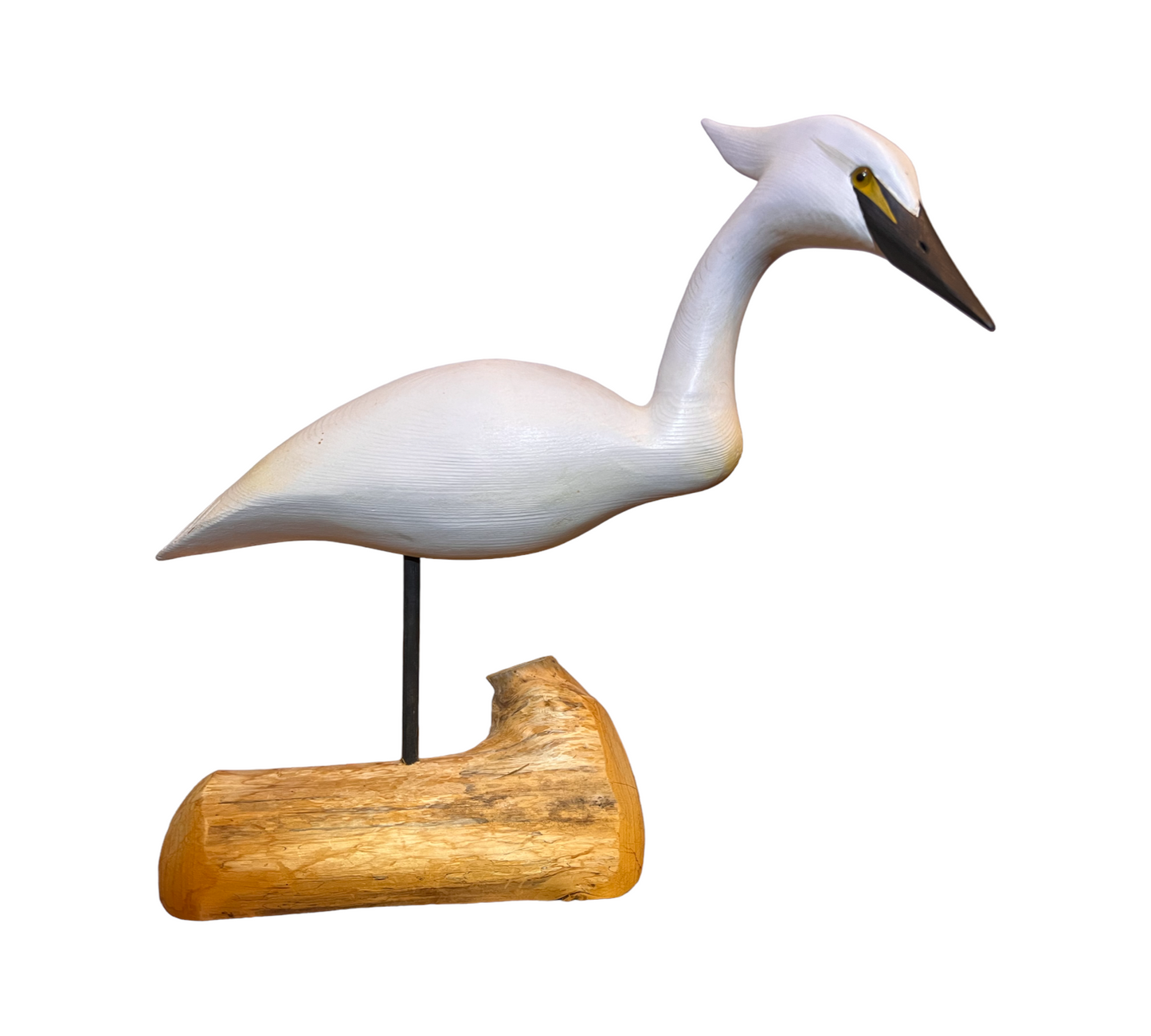 Vintage Hand-Signed Hand-Carved Egret by Terry Roe