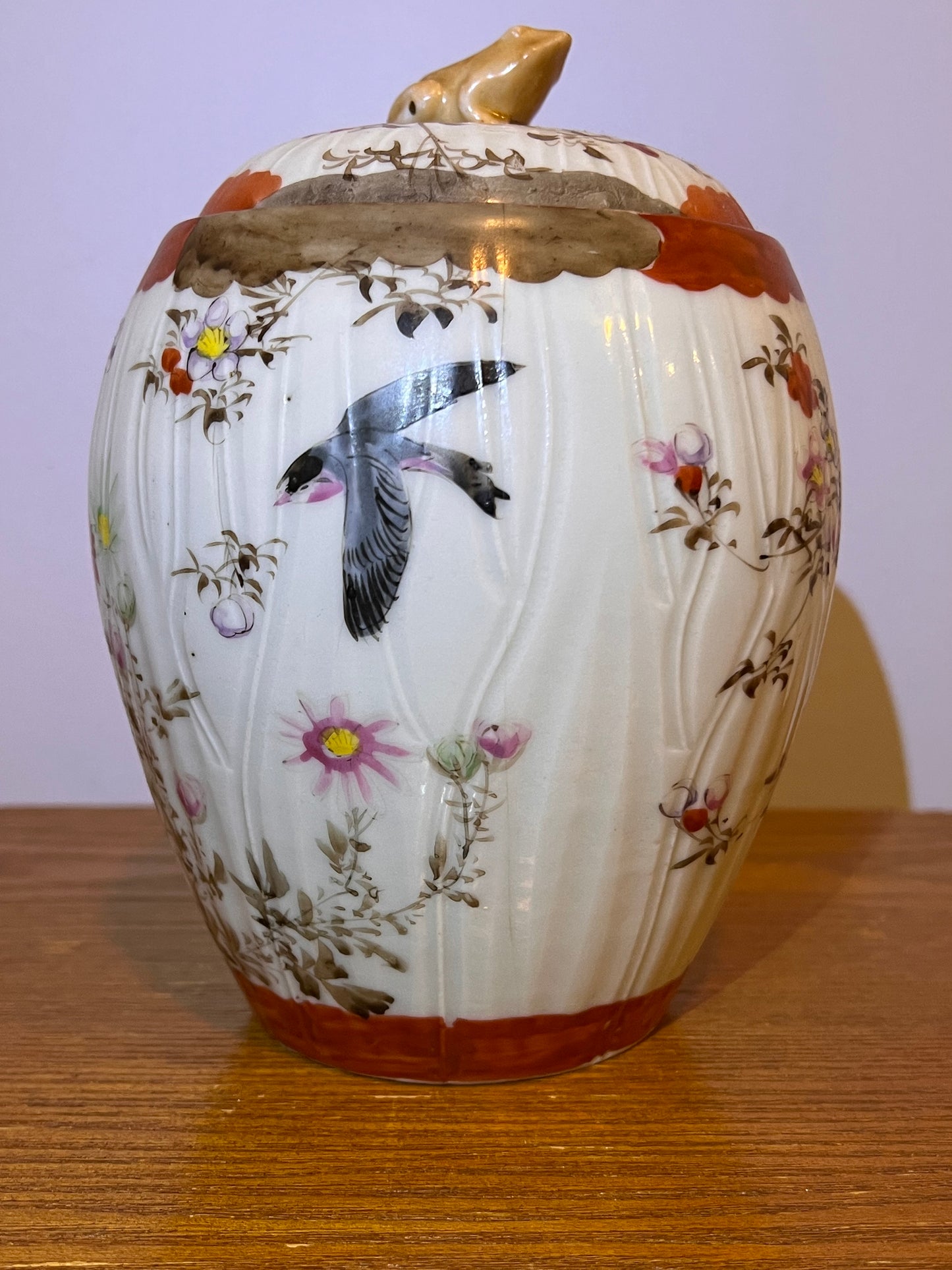 Meiji Period Kutani Lidded Jar