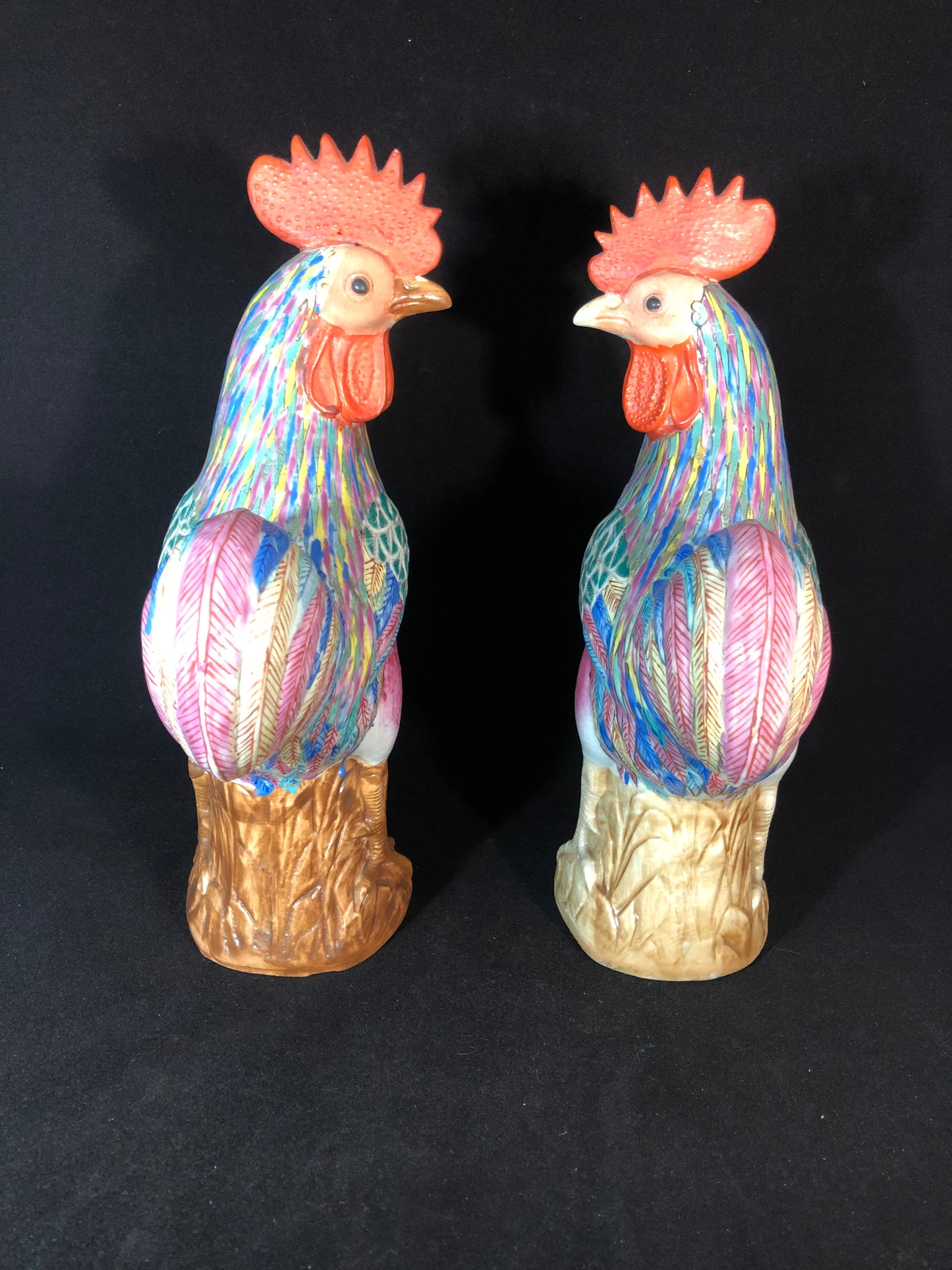 Antique Famille Rose Porcelain Cockerels