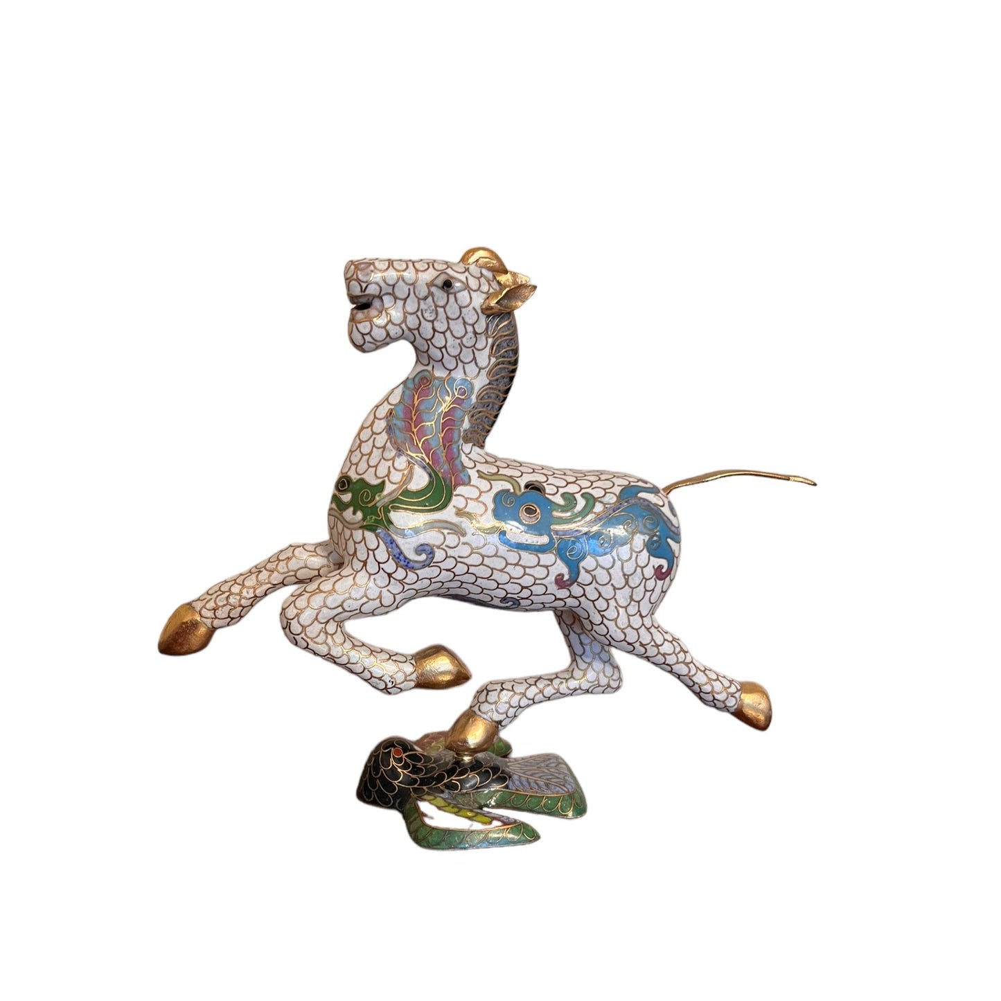 19th C Chinese White Cloisonne Horse Figurine