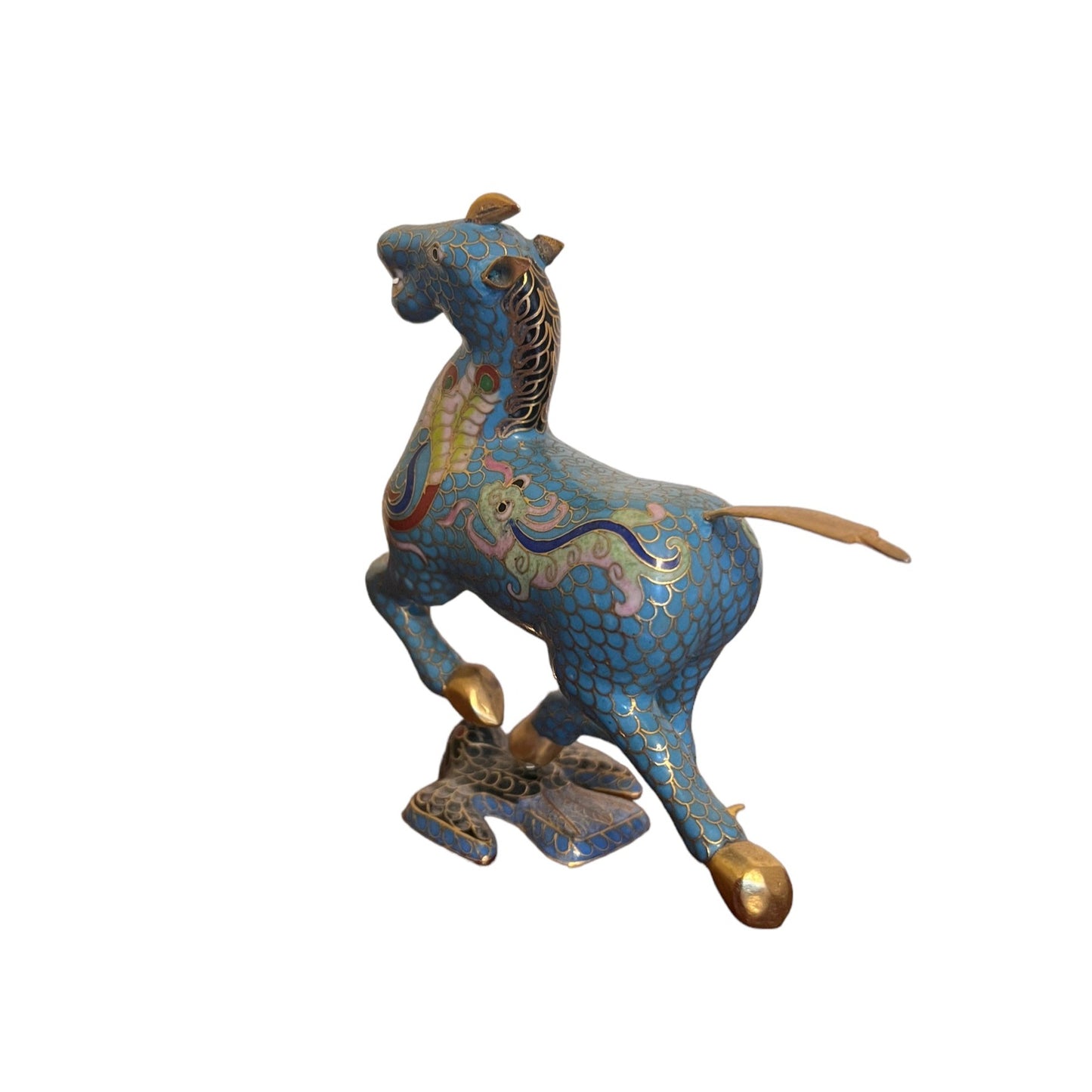 19th C Chinese Blue Cloisonne Horse Figurine