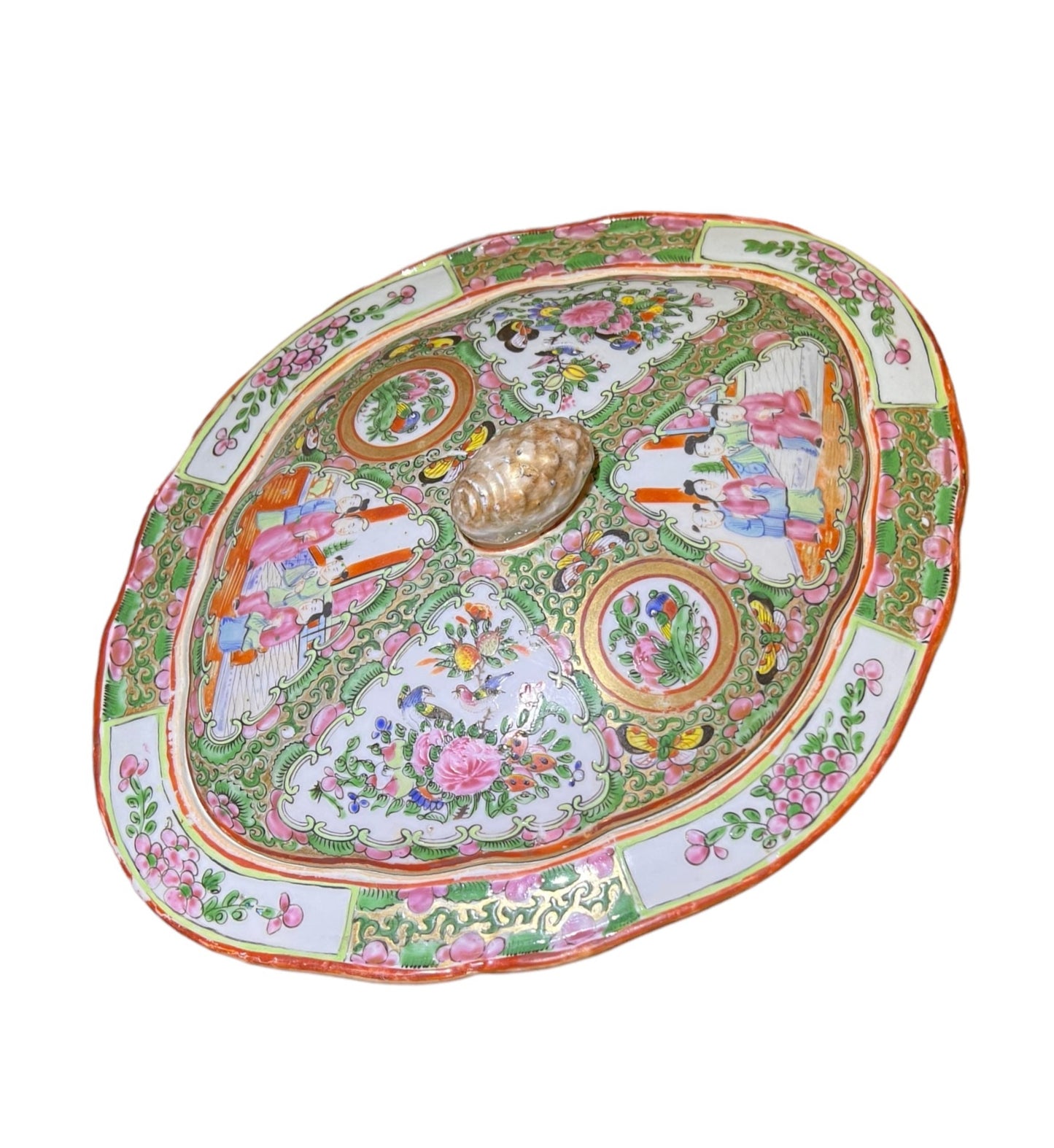 19th Century Rose Mandarin Porcelain Covered Dish