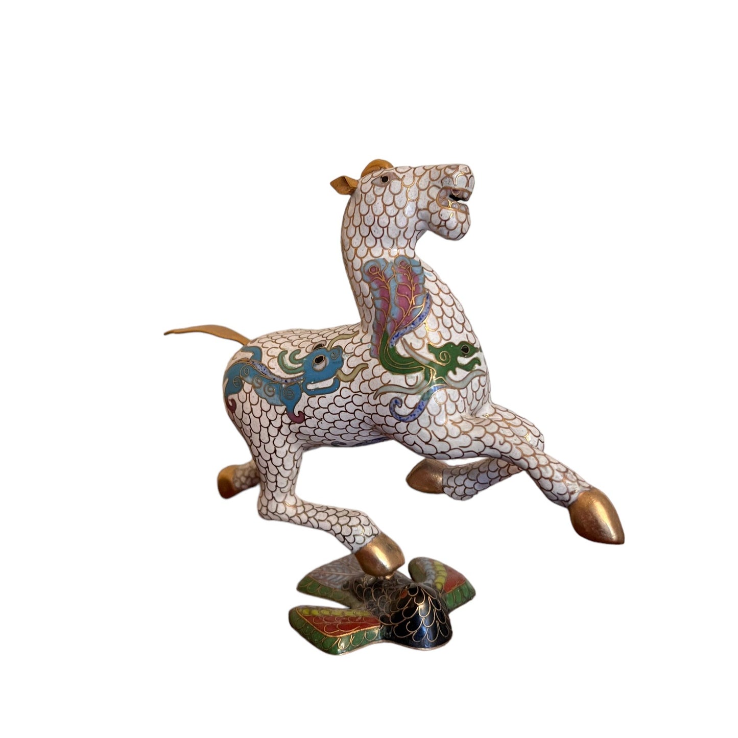 19th C Chinese White Cloisonne Horse Figurine