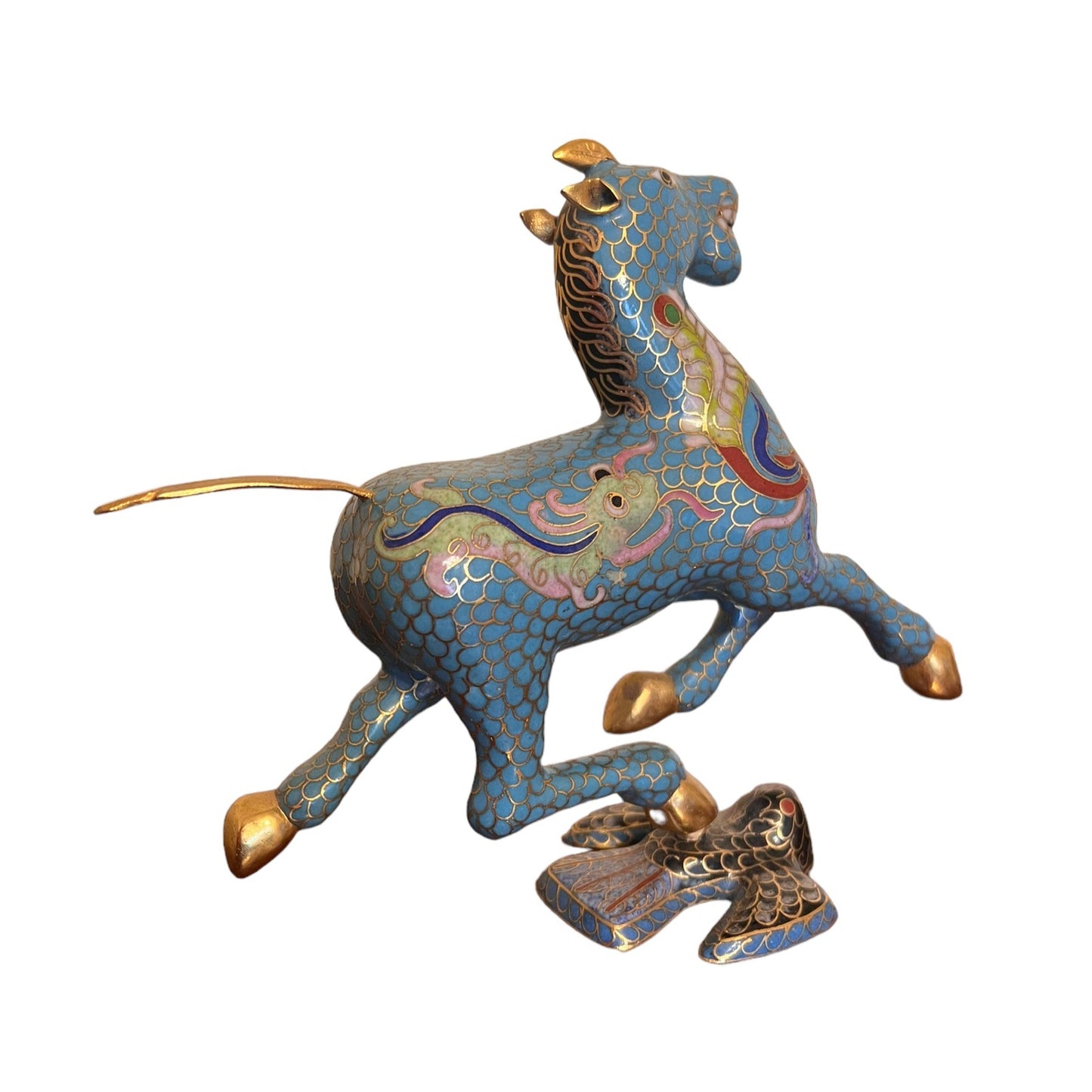 19th C Chinese Blue Cloisonne Horse Figurine