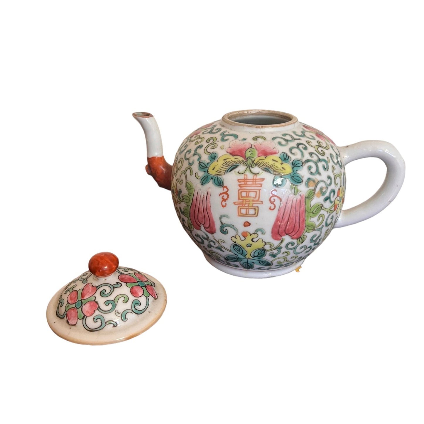 19th C Famille Rose Chinese Porcelain Teapot