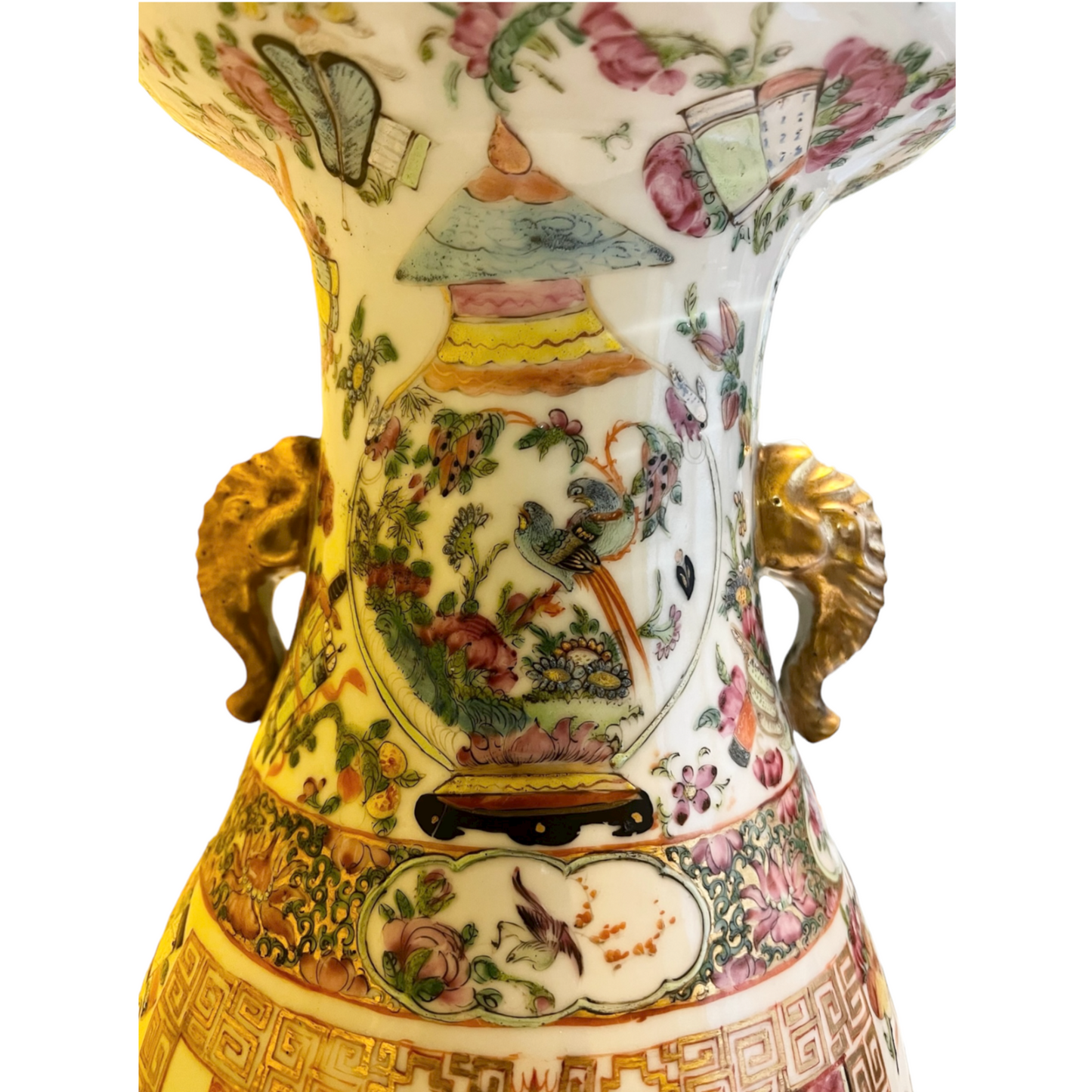 Qing 19th C Rose Medallion Hundred Antiques Porcelain Vase