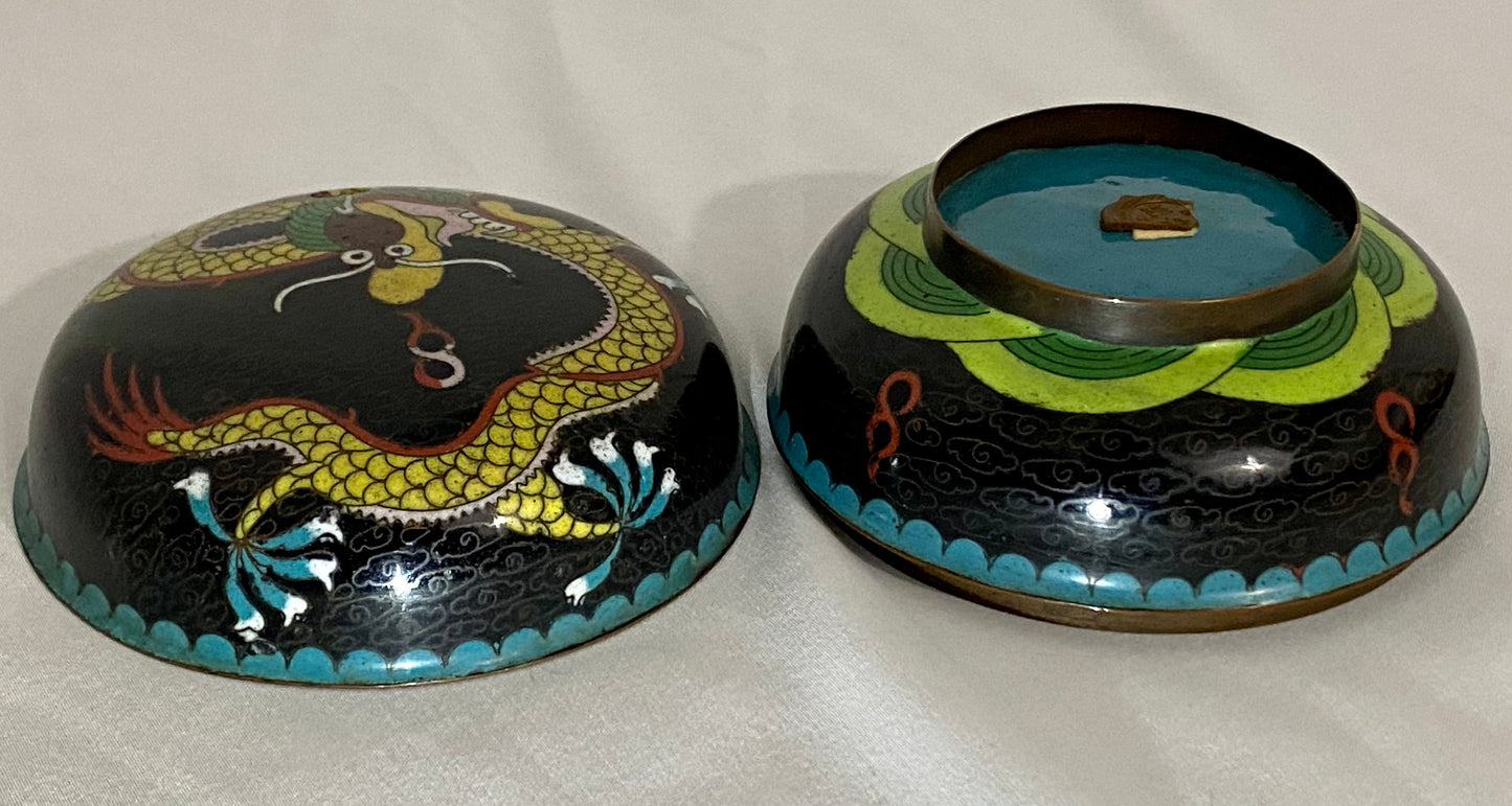 19th Century Chinese Cloisonne Dragon Lidded Box