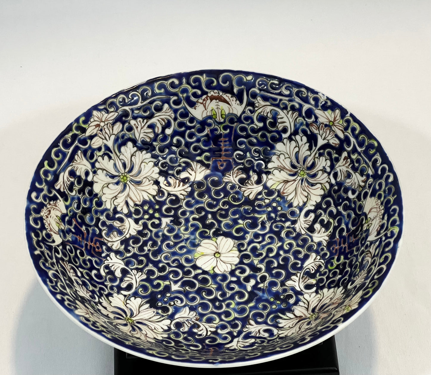 Blue Ground Famille Rose Porcelain Bowl