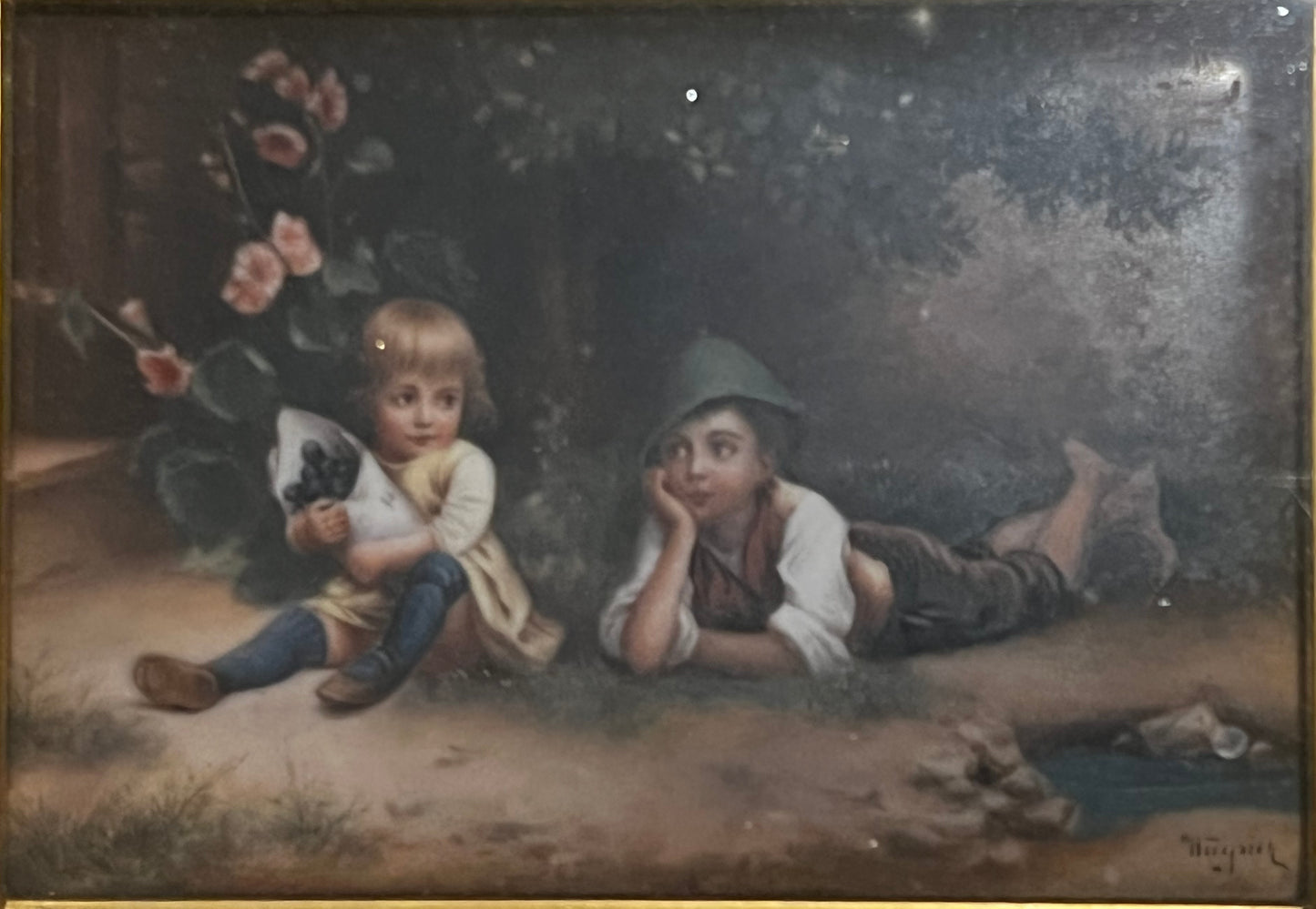 19th Century German Hutschenreuther Porcelain Plaque Signed Wagner