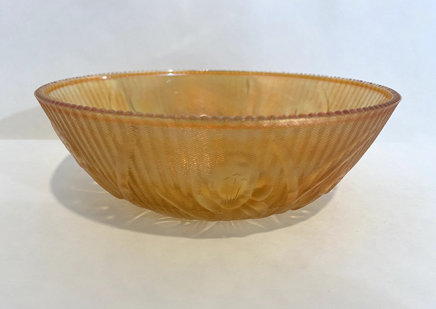 Marigold Jeanette Carnival Glass Bowl