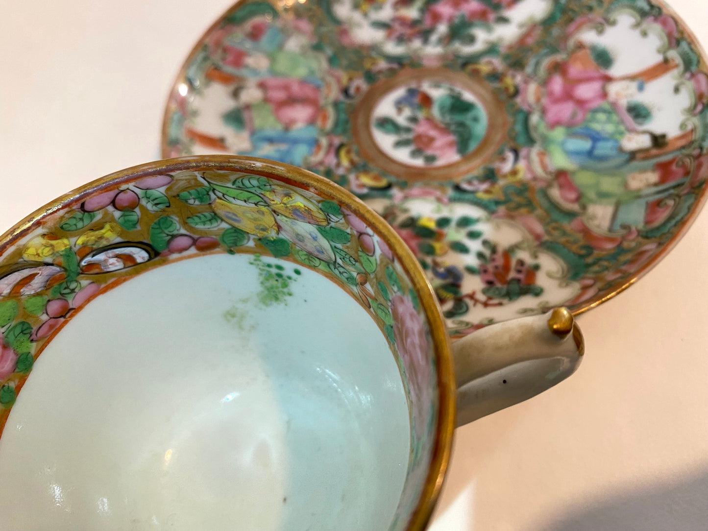 Rose Mandarin Teacup Paired with Rose Medallion Tea Bowl