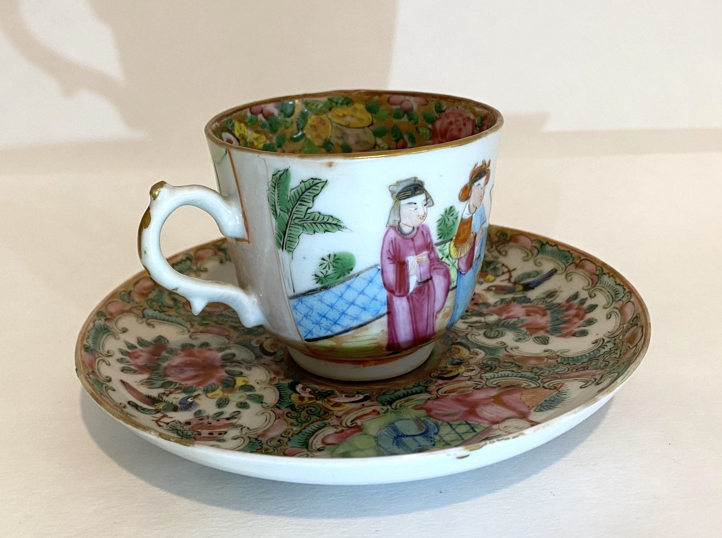 Rose Mandarin Teacup Paired with Rose Medallion Tea Bowl