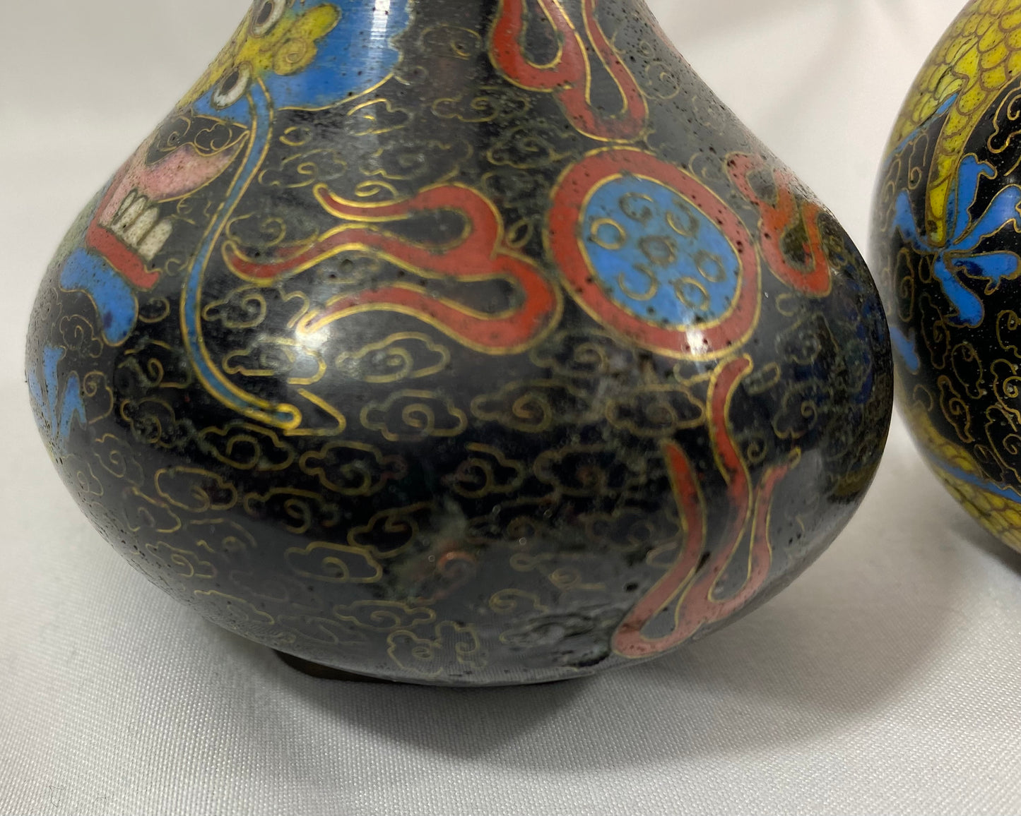 19th C Chinese Cloisonne Dragon Vases