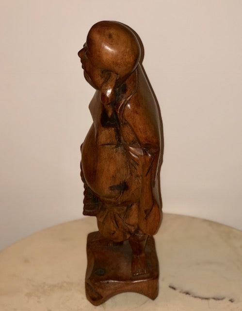 Carved Wood Statue - Happy Buddha (Made in Taiwan)