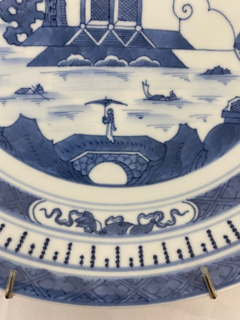 20th Century Canton Blue and White Porcelain Charger