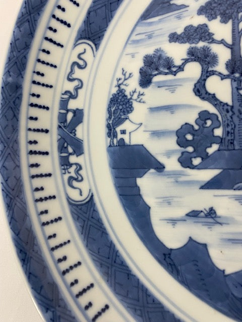 20th Century Canton Blue and White Porcelain Charger