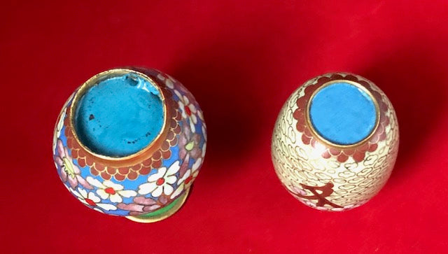 Pair of Antique Miniature Chinese Cloisonne Vases
