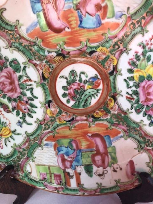 Antique Rose Medallion Porcelain Plate