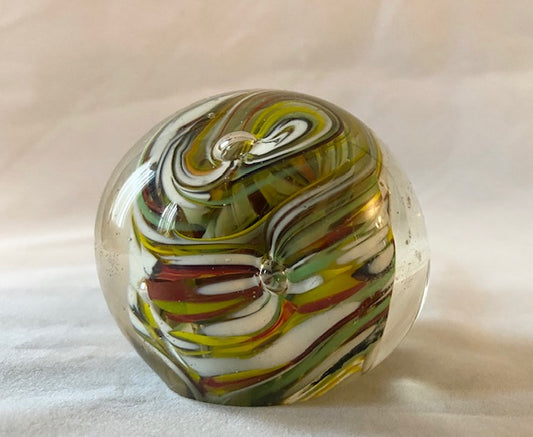 Vintage Colorful Abstract Art Glass Paperweight