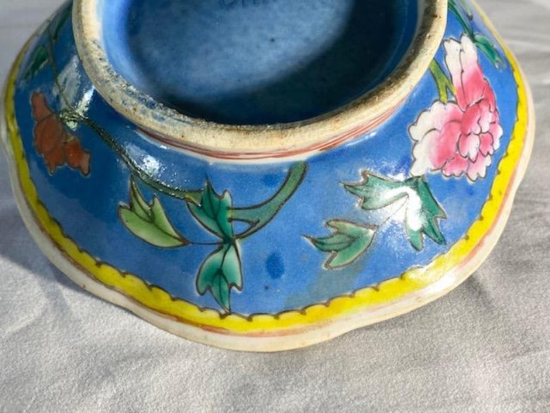 Blue Ground Famille Rose Porcelain Bowl