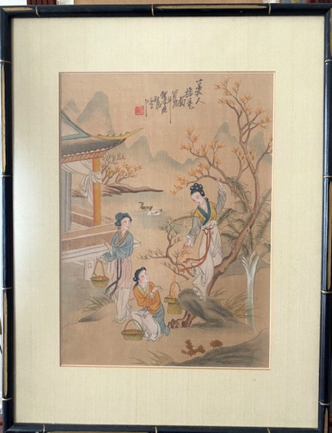Republic Period Painting on Silk Signed and Dated
